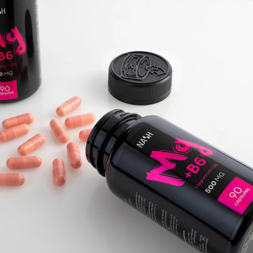 NASH Magnez + B6 - Suplement diety: Wsparcie układu nerwowego i mięśni, 90 kapsułek