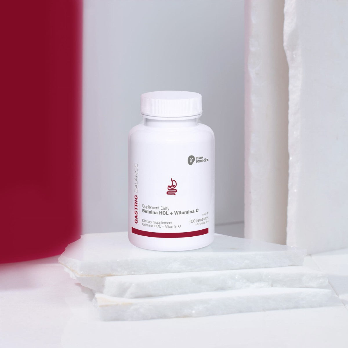 Invex Remedies - Betaina HCL + Witamina C: Wsparcie trawienia i odporności, 100 kaps.