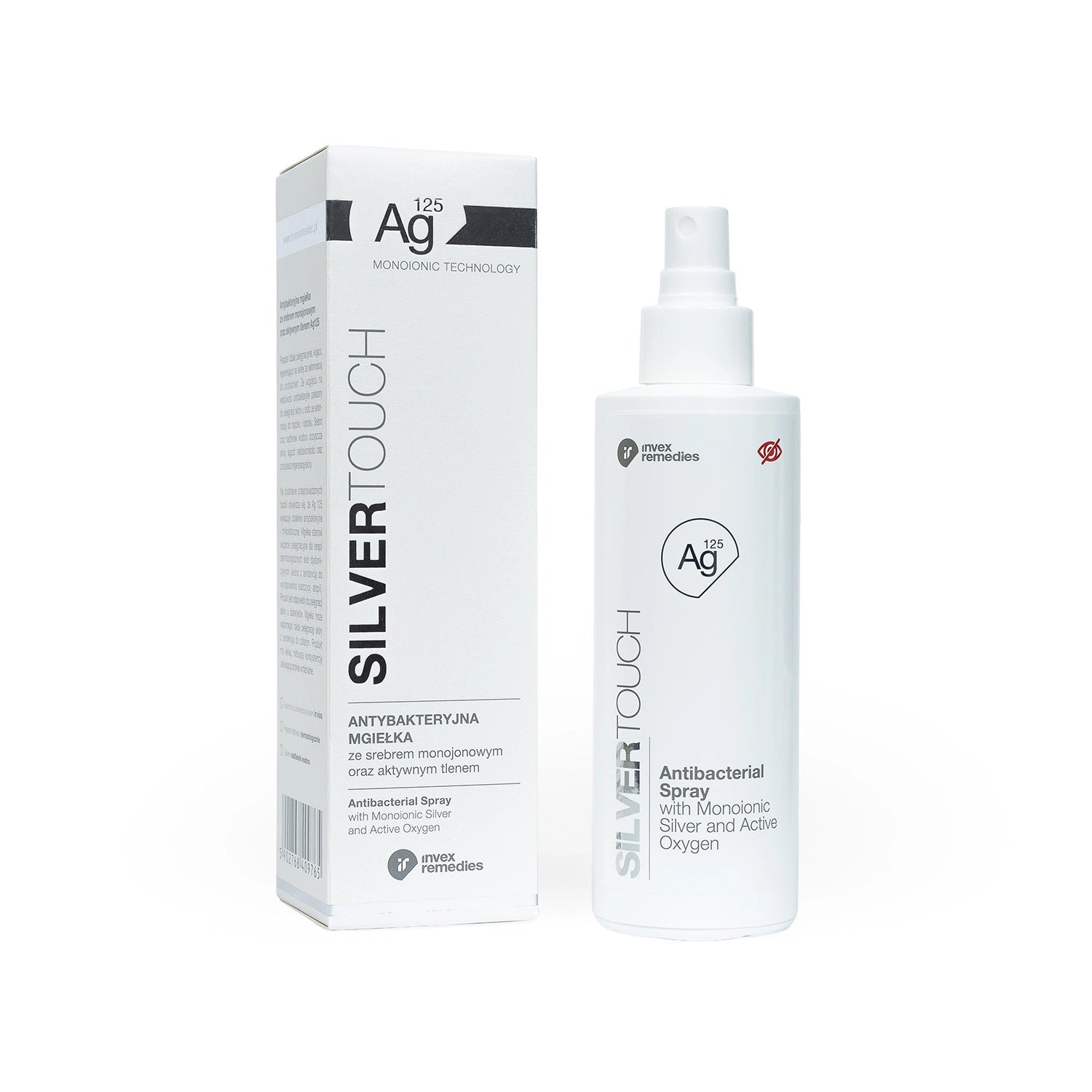 Invex Remedies - Antybakteryjna mgiełka Ag125 ze srebrem monojonowym i aktywnym tlenem, 200 ml