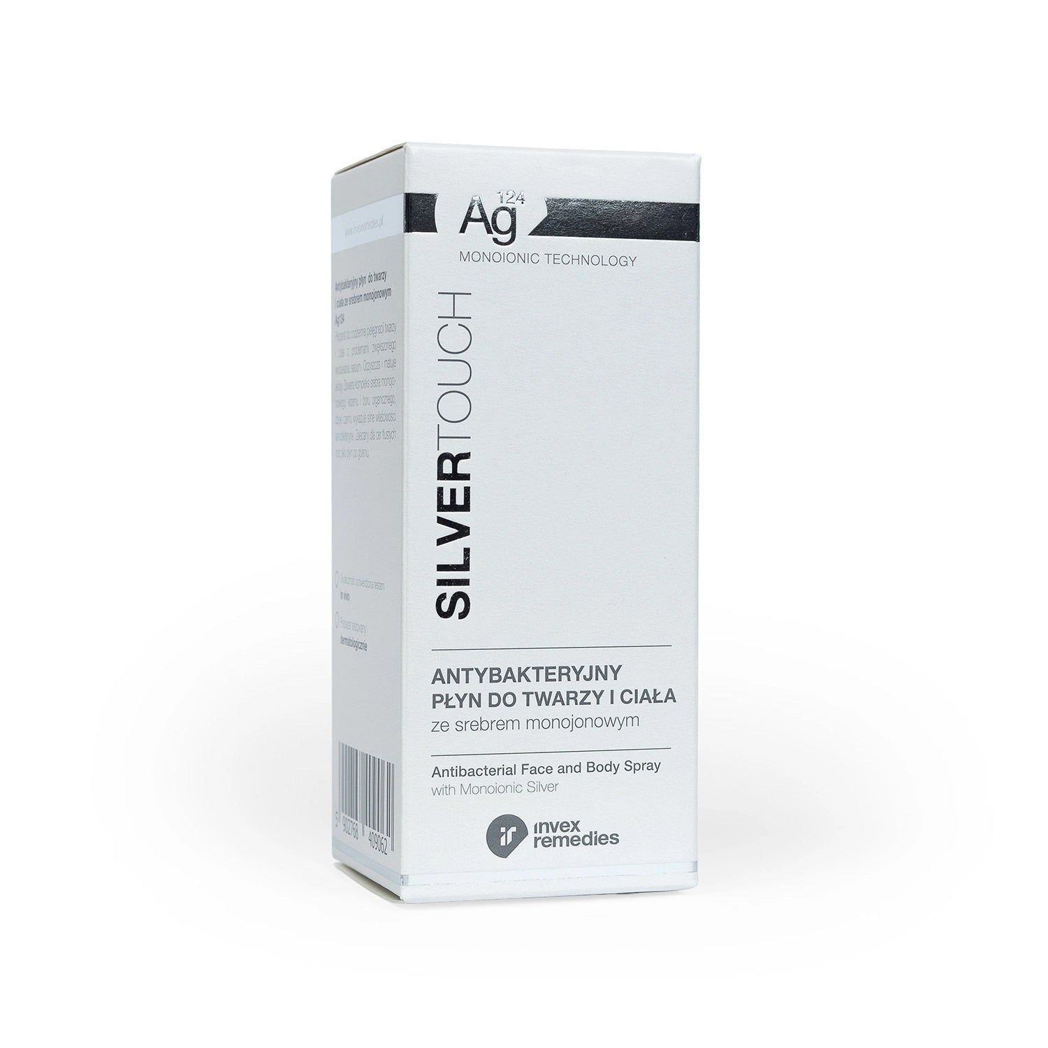 Invex Remedies Ag124 - Antybakteryjny płyn do twarzy i ciała ze srebrem monojonowym na trądzik i podrażnienia, 100 ml