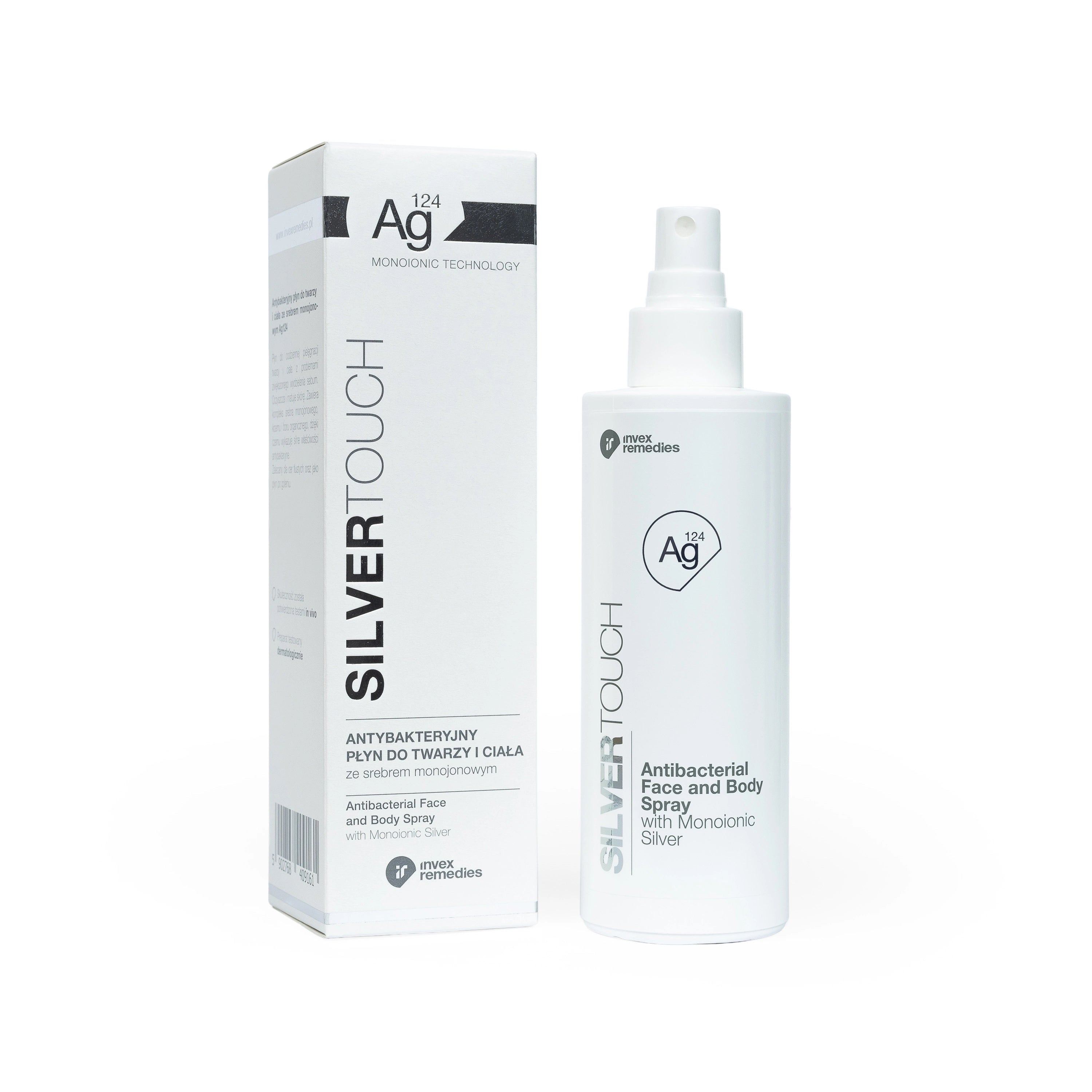 Invex Remedies Ag124 - Antybakteryjny płyn do twarzy i ciała ze srebrem monojonowym, 200 ml