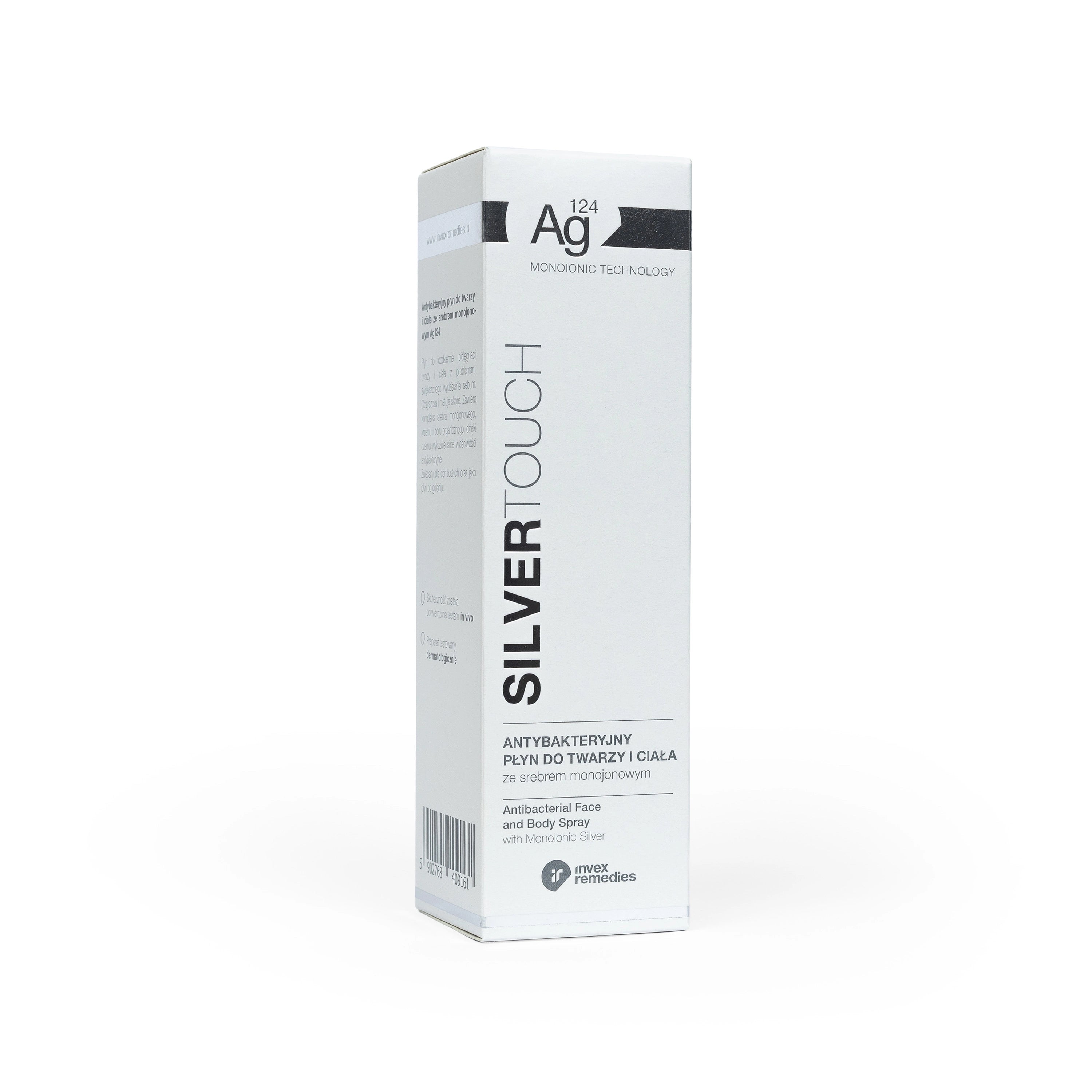 Invex Remedies Ag124 - Antybakteryjny płyn do twarzy i ciała ze srebrem monojonowym, 200 ml