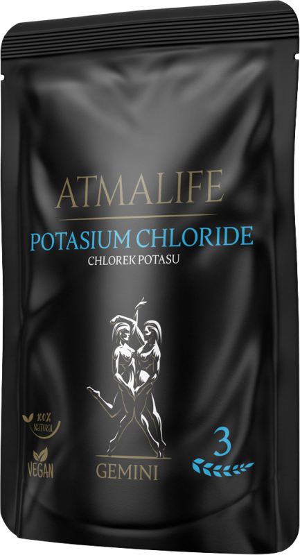Atmalife Chlorek potasu (Kalium chloratum, sól Schüsslera nr 4) – sól komórkowa dla znaku Bliźniąt (03): błony śluzowe i drogi oddechowe, 100 g