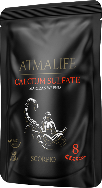 Atmalife Siarczan wapnia (Calcium sulfuricum, sól Schüsslera nr 12) – sól komórkowa dla znaku Skorpiona (08): regeneracja tkanek i oczyszczanie, 100 g