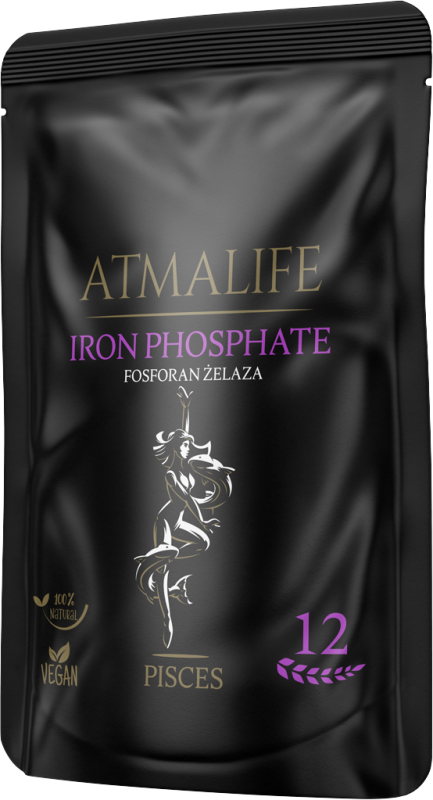 Atmalife Fosforan żelaza (Ferrum phosphoricum, sól Schüsslera nr 3) – sól komórkowa dla znaku Ryb (12): odporność i transport tlenu, 100 g
