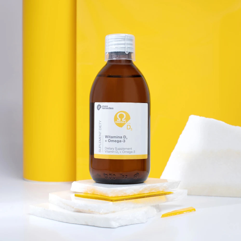 Invex Remedies - Witamina D3 + Omega-3, 6, 7, 9 na Odporność i Zdrowe Kości, 300 ml