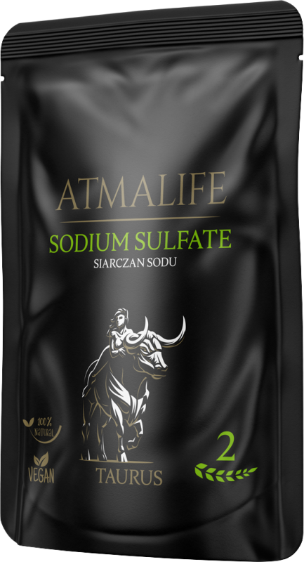Atmalife Siarczan sodu (Natrium sulfuricum, sól Schüsslera nr 10) – sól komórkowa dla znaku Byka (02): gospodarka wodna i oczyszczanie organizmu, 100 g