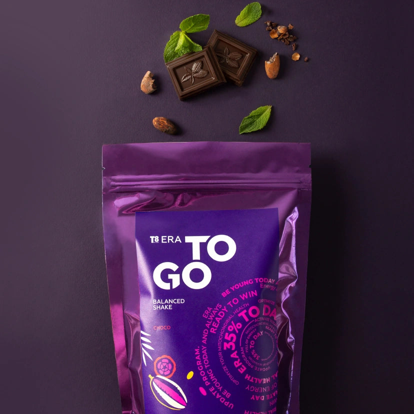 VILAVI T8 ERA TO GO Choco - Funkcjonalny posiłek LCHF: Koktajl białkowy z olejem MCT i witaminami, 350g