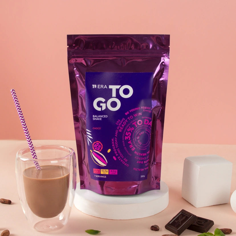 VILAVI T8 ERA TO GO Choco - Funkcjonalny posiłek LCHF: Koktajl białkowy z olejem MCT i witaminami, 350g