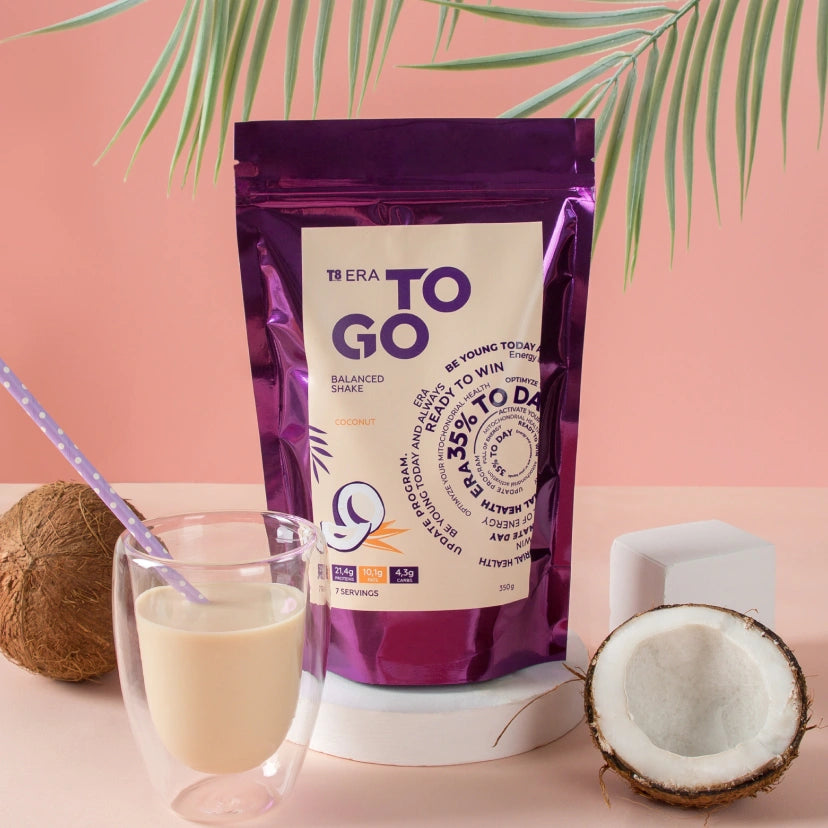 VILAVI T8 ERA TO GO Coconut - Pełnowartościowy posiłek białkowy z olejem MCT, 350g