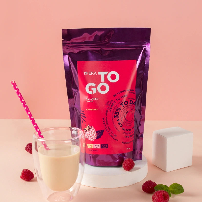 VILAVI T8 ERA TO GO Raspberry - Malinowy szejk proteinowy z olejem MCT i witaminami, 350g